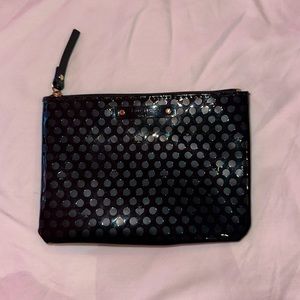 Kate Spade Black Polka Dot Mini Patent Leather Zipper Pouch